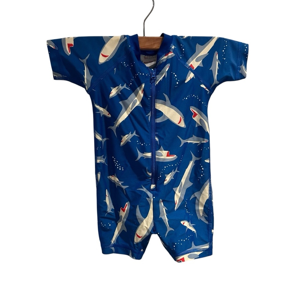 Hanna‎ Andersson Baby Infant Blue Shark Rashguard Swimsuit Size 12-18 Months